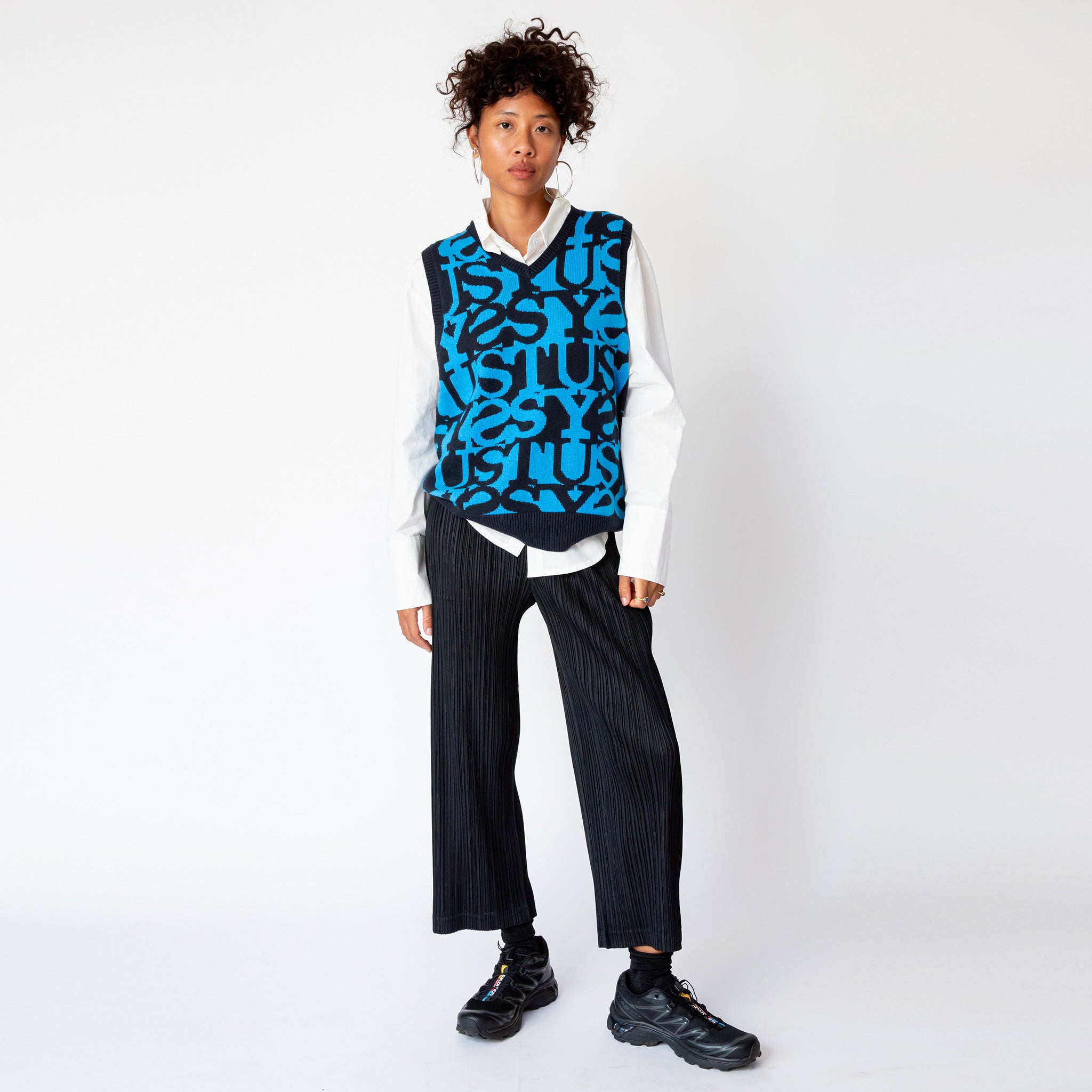 Men's Knitted Vest With Stacked Motif by Stussy